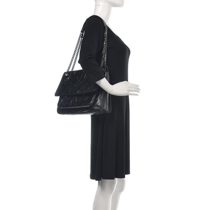 Saint Laurent Crinkled Calfskin Matelasse Monogram Large Niki Chain Satchel Black 2 of 13