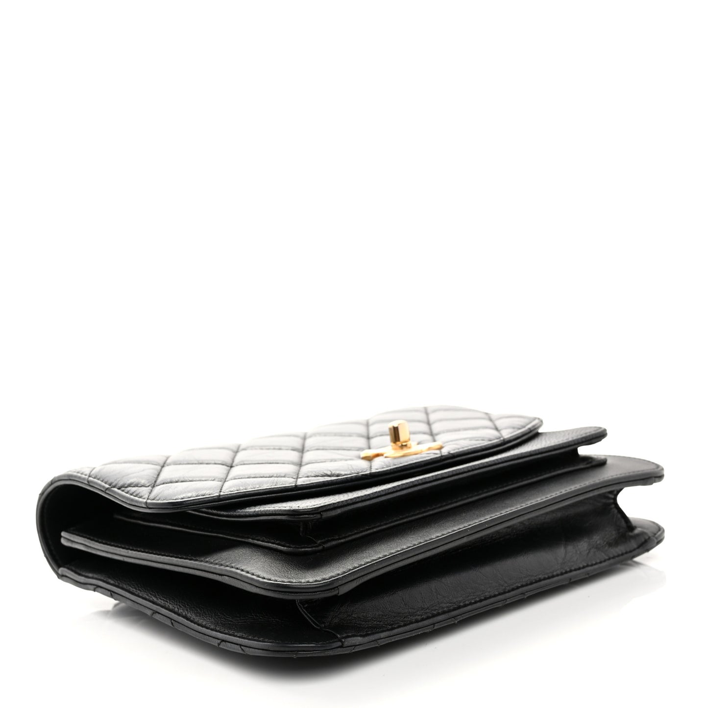 Calfskin Caviar Quilted Chain Handle Flap Black
