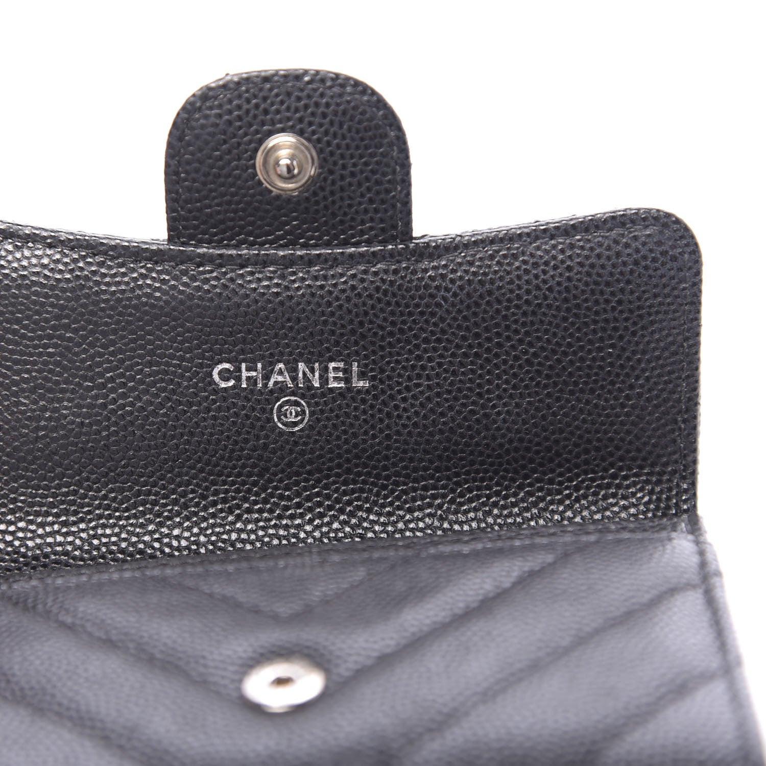 Chanel Caviar Chevron Quilted Flap Card Holder Black 6 of 9