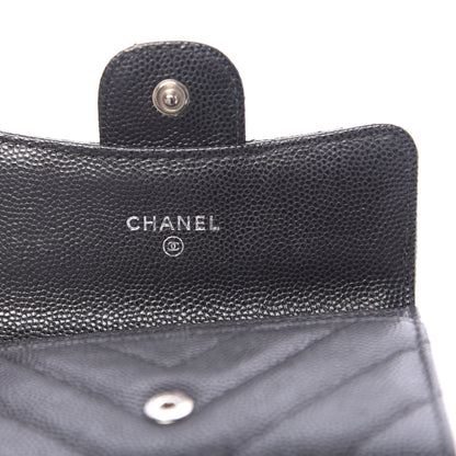 Chanel Caviar Chevron Quilted Flap Card Holder Black 6 of 9