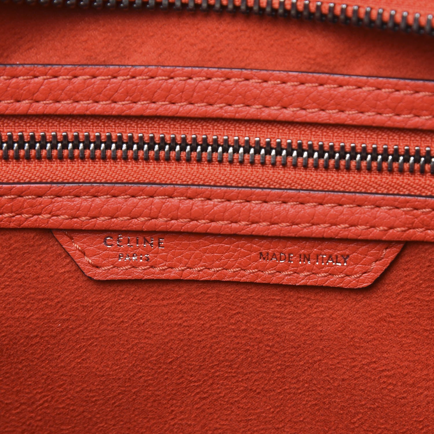 Celine Drummed Calfskin Mini Luggage Coquelicot 6 of 11