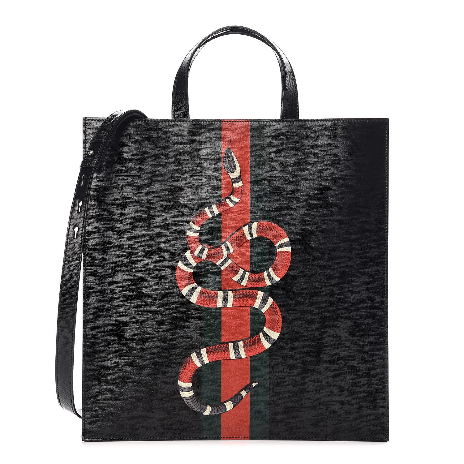Gucci Calfskin Kingsnake Print Vertical Tote Black 1 of 9