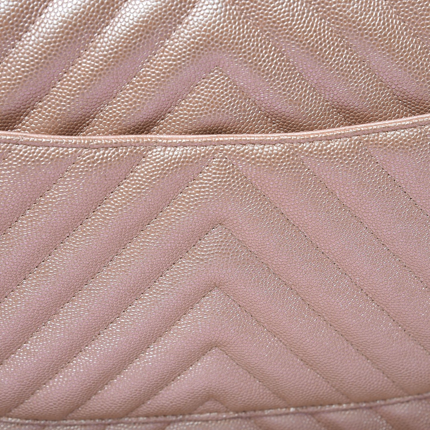 Metallic Caviar Chevron Quilted Jumbo Double Flap Light Gold