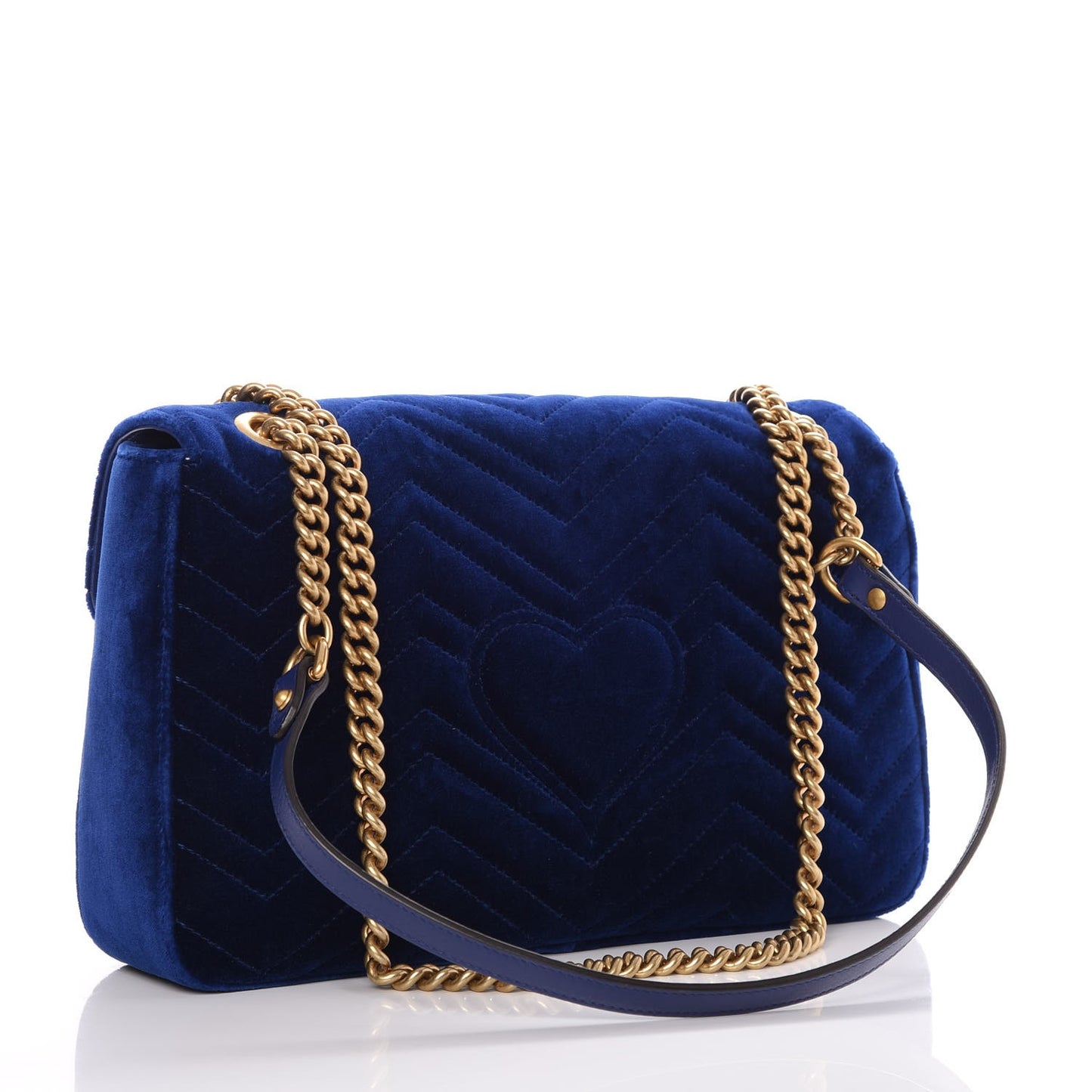 Velvet Matelasse Medium GG Marmont Shoulder Bag Cobalt Blue