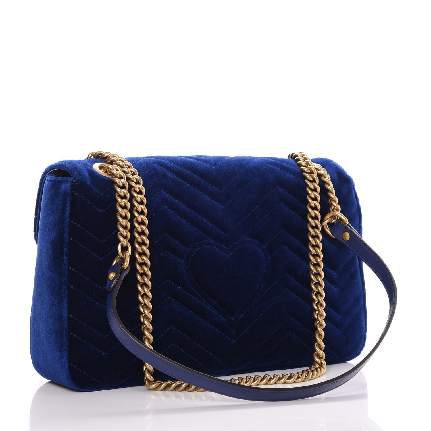 Gucci Velvet Matelasse Medium GG Marmont Shoulder Bag Cobalt Blue 3 of 8