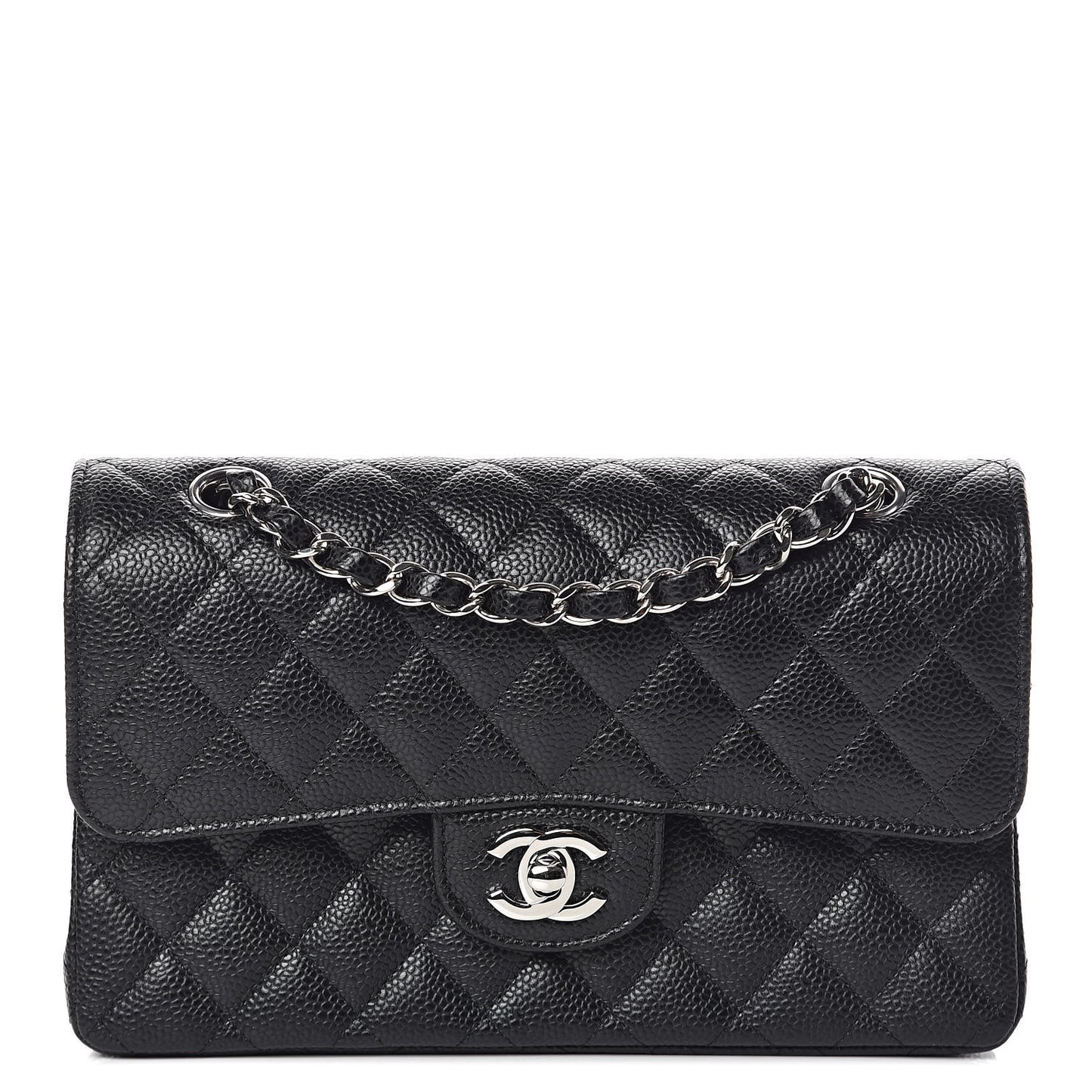 Caviar Quilted Small Double Flap Black