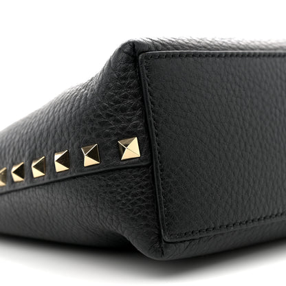 Valentino Garavani Grained Calfskin Small Rockstud Flip Lock Tote Black Rose Quartz 13 of 16
