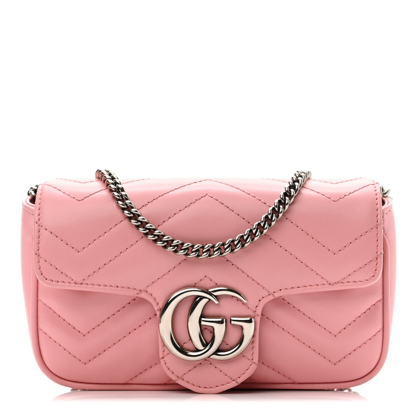 Calfskin Matelasse Super Mini GG Marmont Shoulder Bag Wild Rose