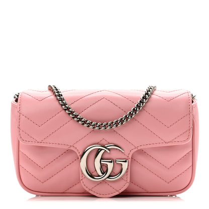 Gucci Calfskin Matelasse Super Mini GG Marmont Shoulder Bag Wild Rose 1 of 11