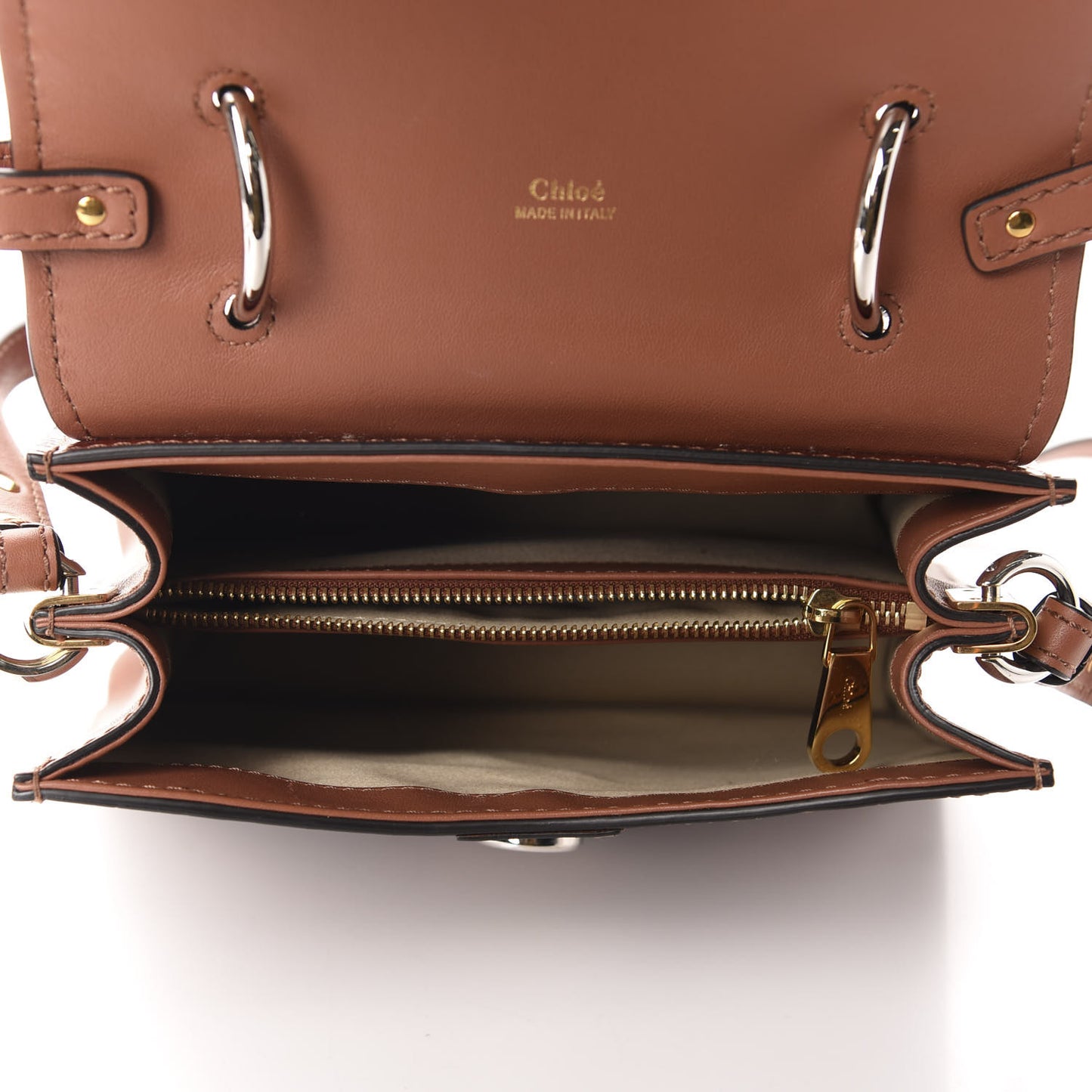 Calfskin Crocodile Embossed Small Aby Day Shoulder Bag Sepia Brown