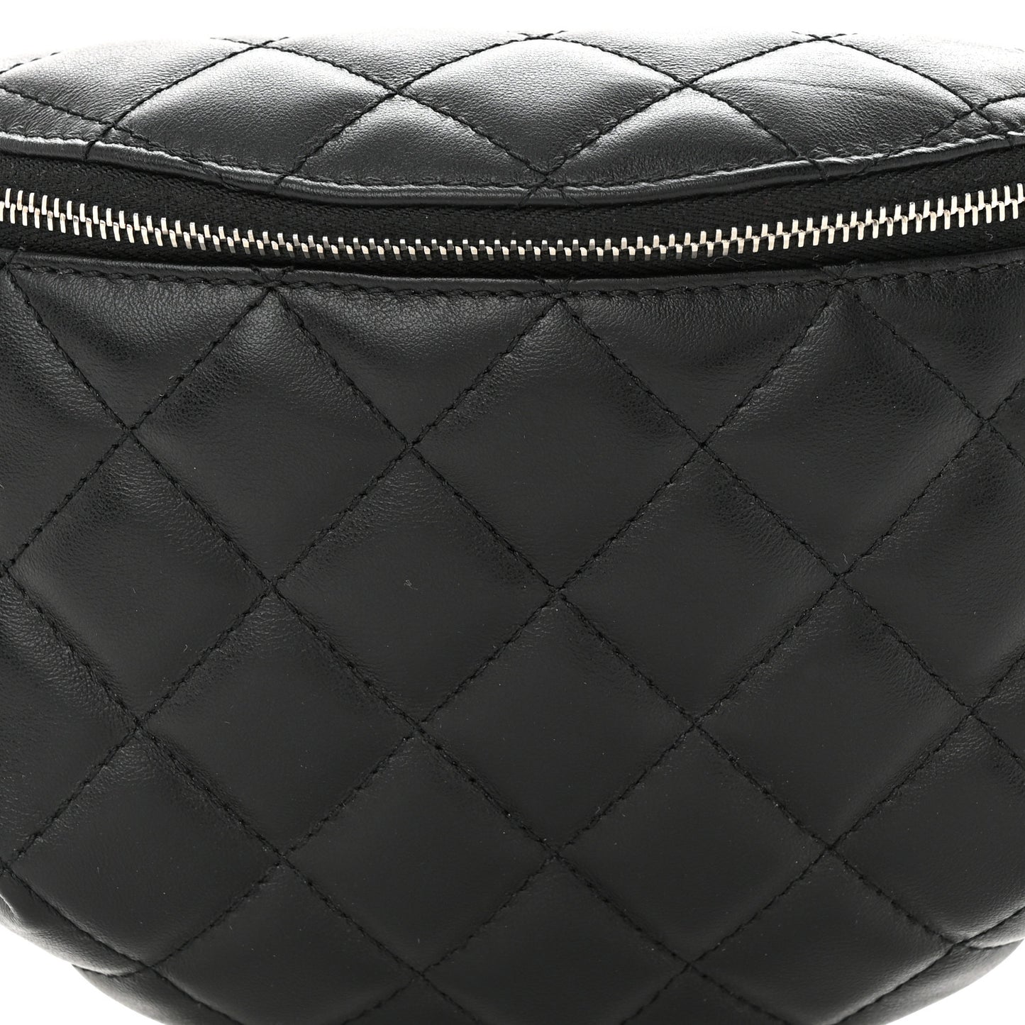 Lambskin Quilted Waist Belt Bag Black