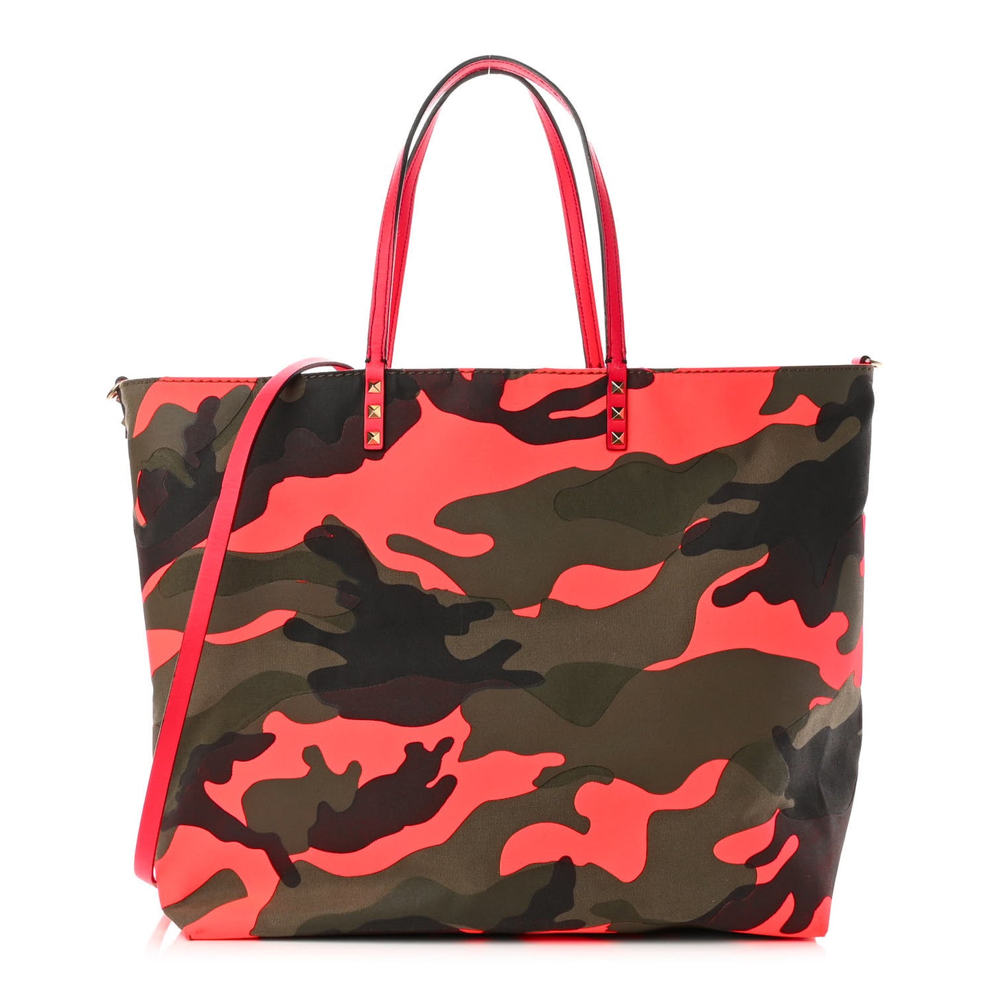 Canvas Camouflage Rockstud Reversible Tote Pink