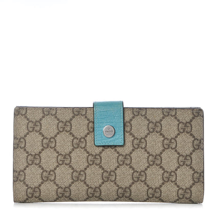 Gucci GG Plus Monogram Ladies GG Continental Wallet Beige Ebony Blue 1 of 10