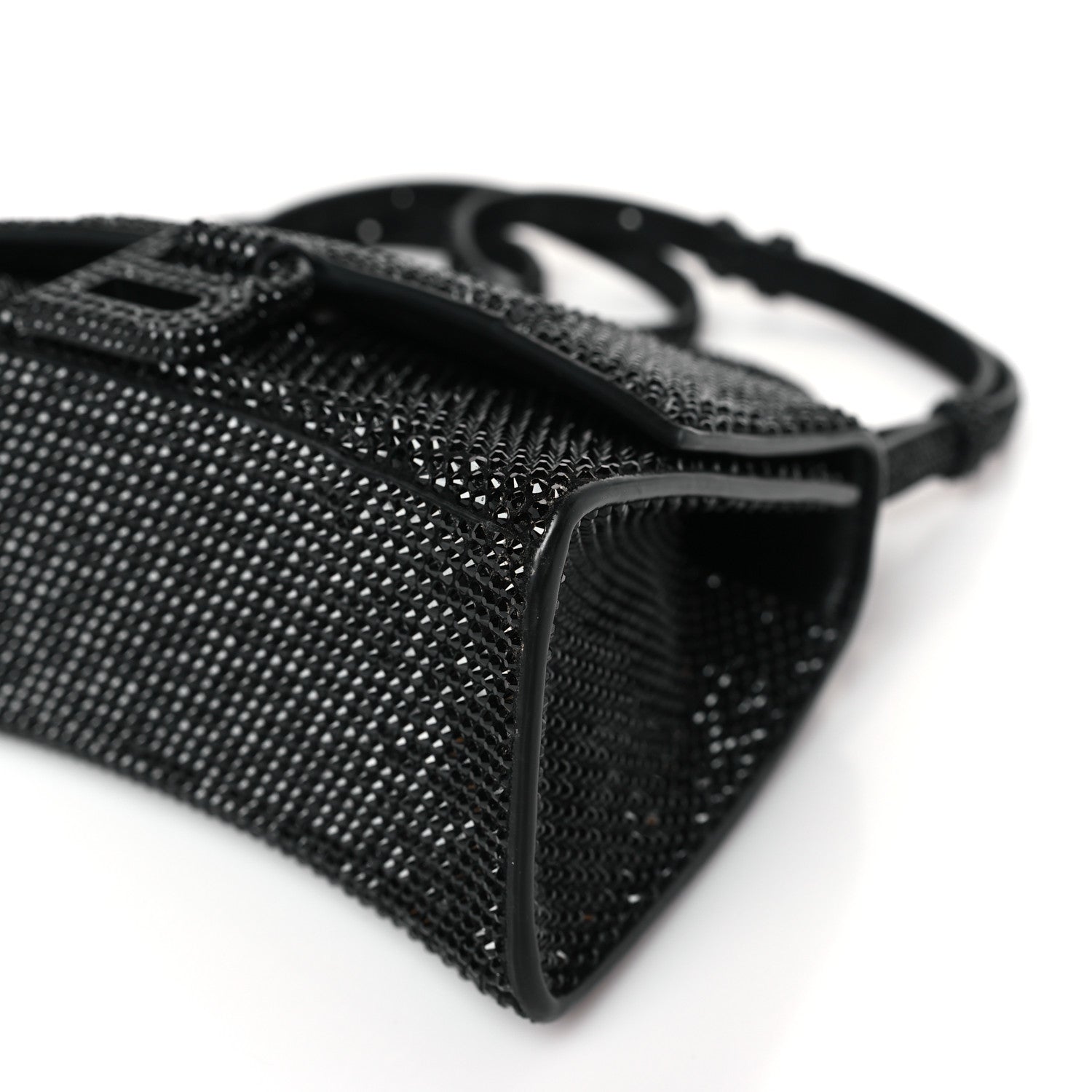 Balenciaga Strass Suede Hourglass Top Handle Bag XS Black 9 of 9