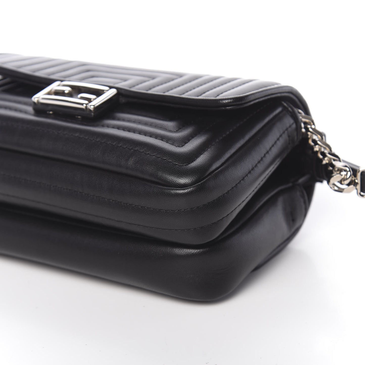 Shiny Nappa Trapuntata Micro Double Baguette Black