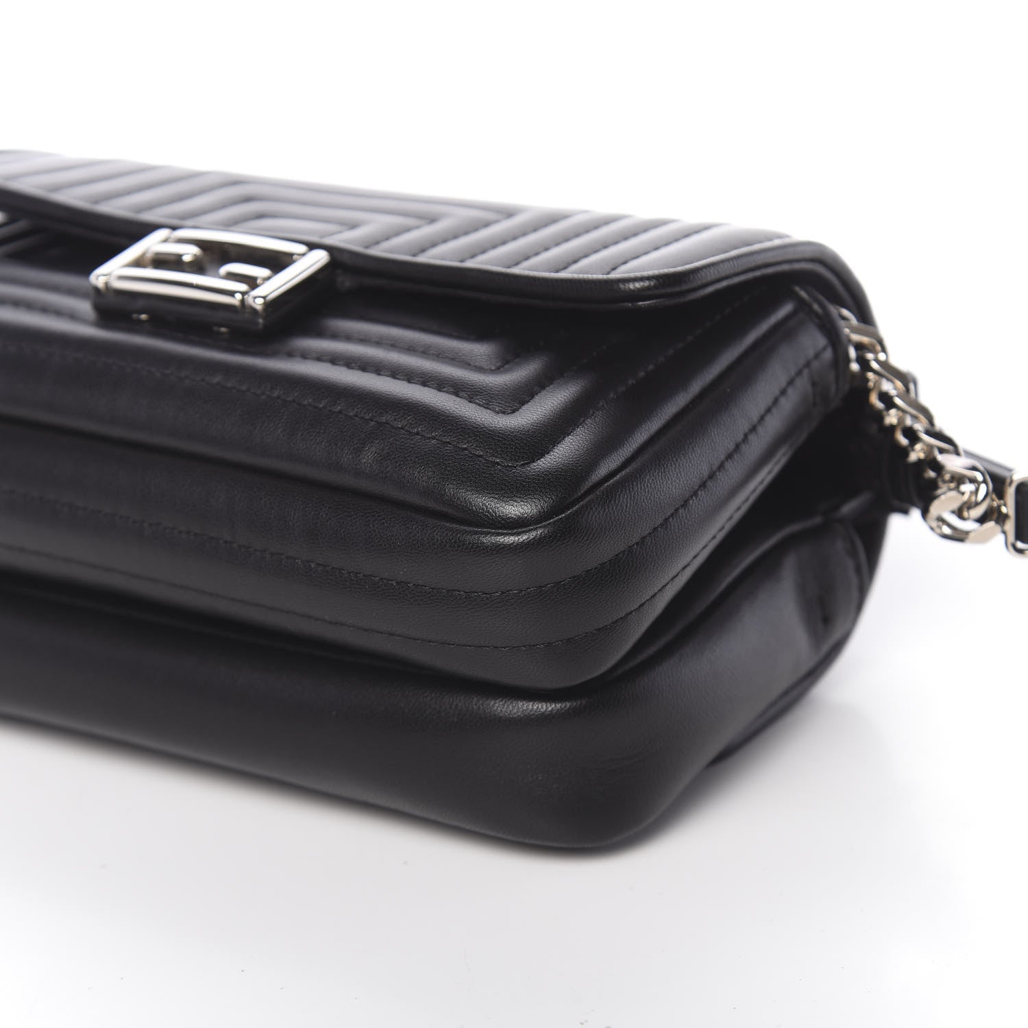 Fendi Shiny Nappa Trapuntata Micro Double Baguette Black 10 of 12