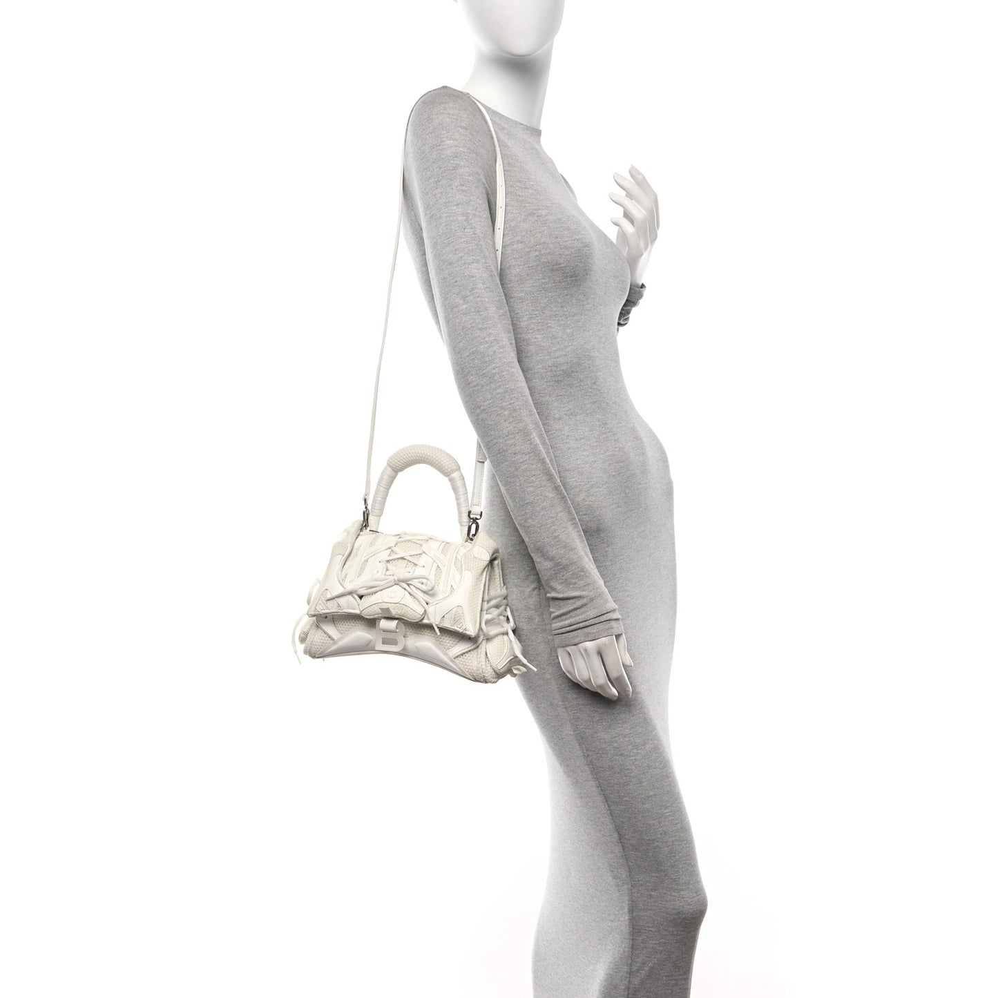 Faux Calfskin Fabric Glow In The Dark Small Sneakerhead Top Handle Bag White