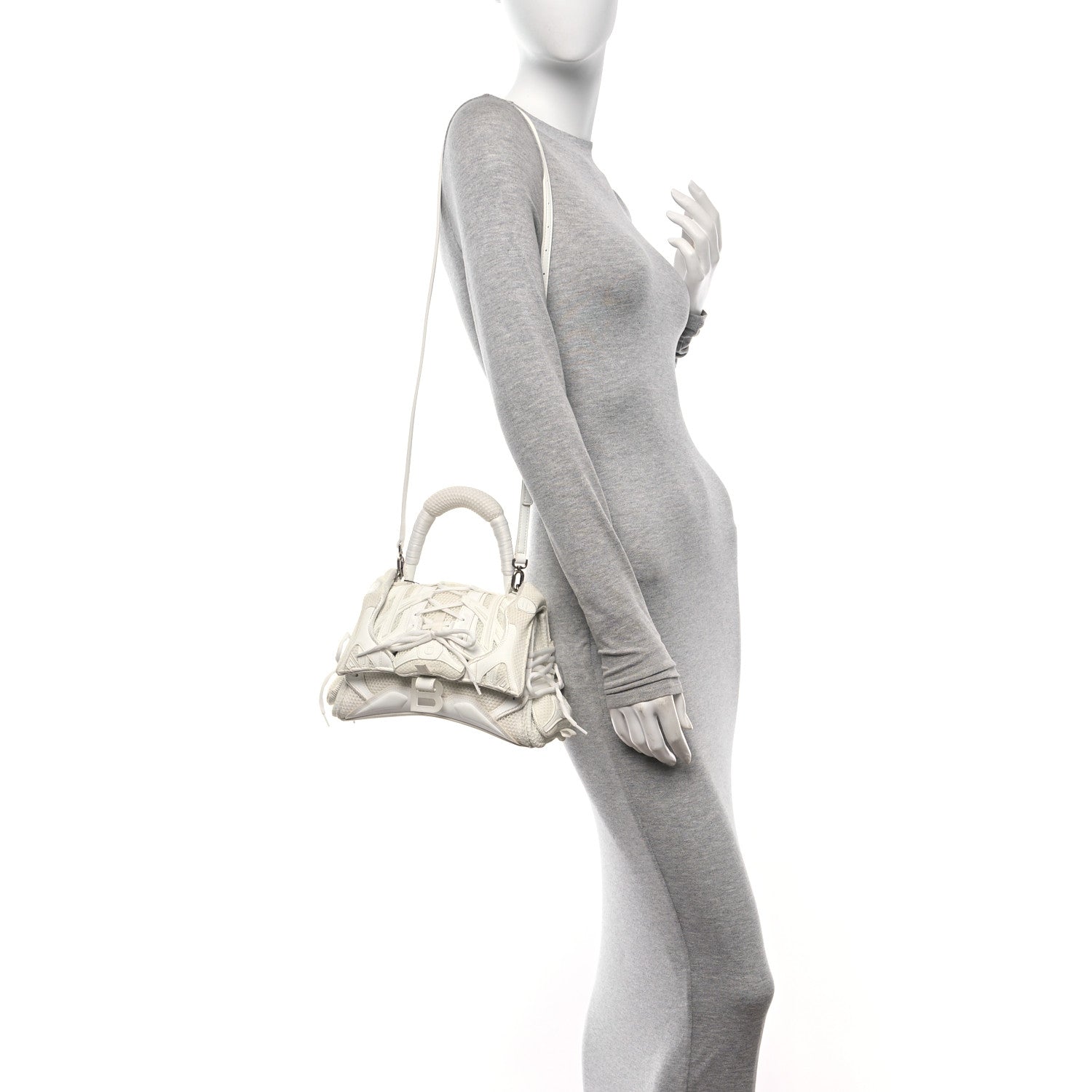 Balenciaga Faux Calfskin Fabric Glow In The Dark Small Sneakerhead Top Handle Bag White 2 of 13