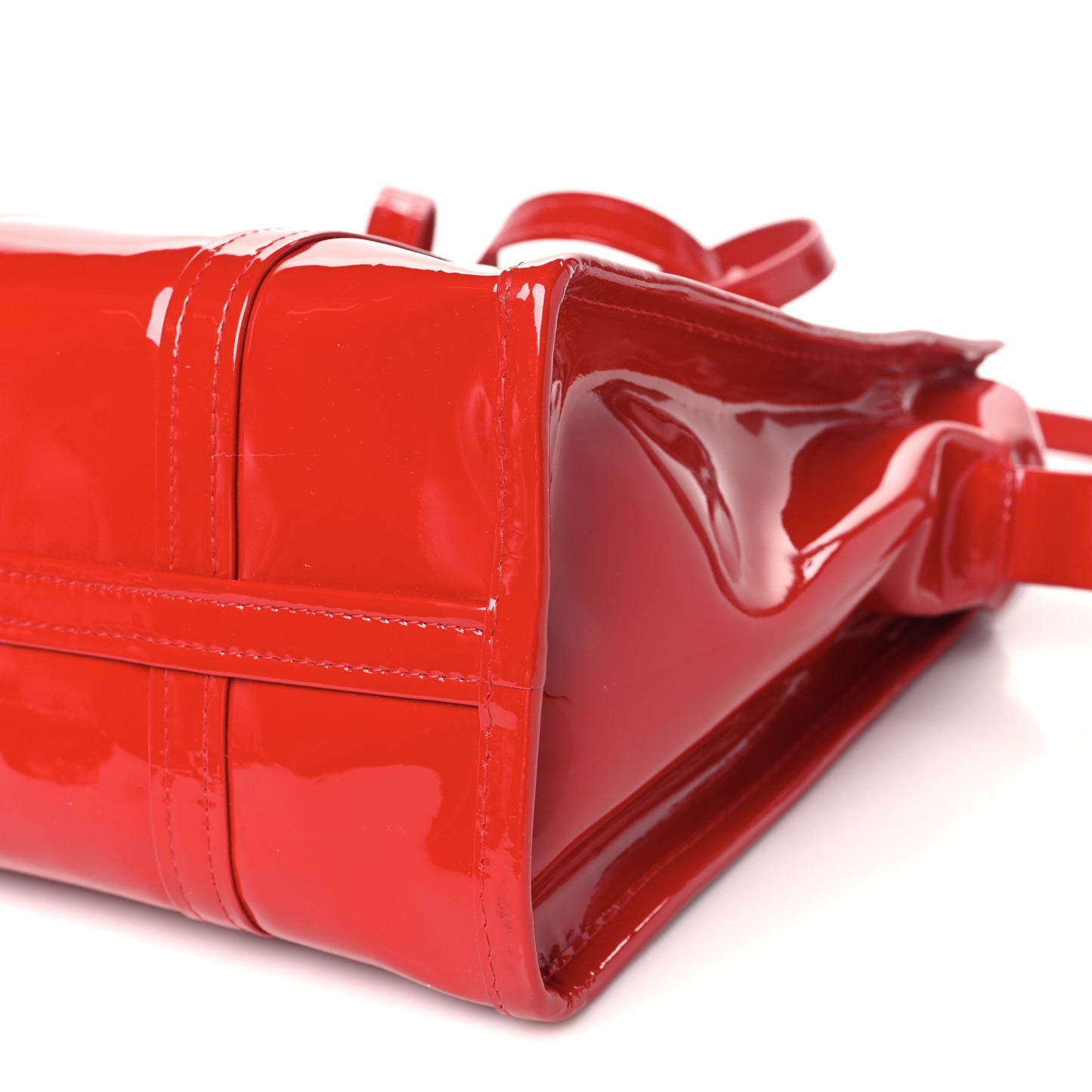 Patent Small Bazar Shopper Tote Red