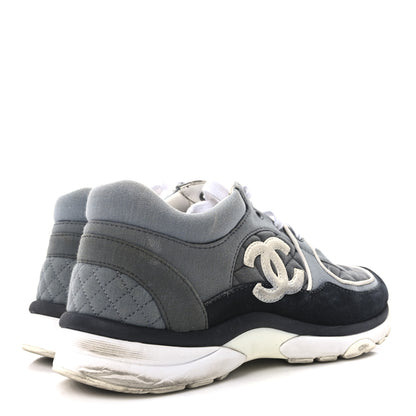 Chanel Fabric Suede Calfskin Quilted CC Sneakers 39 Dark Grey 5 of 8