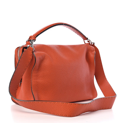 Fendi Calfskin Romano Selleria Lei Boston Tote Dark Orange 2 of 9