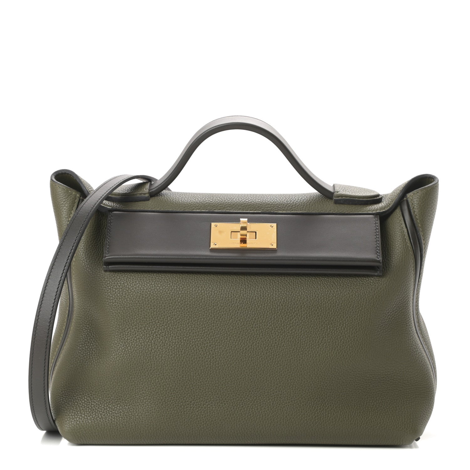 Hermes Taurillon Maurice 24/24 29 Vert Olive Ver Bronze 1 of 11