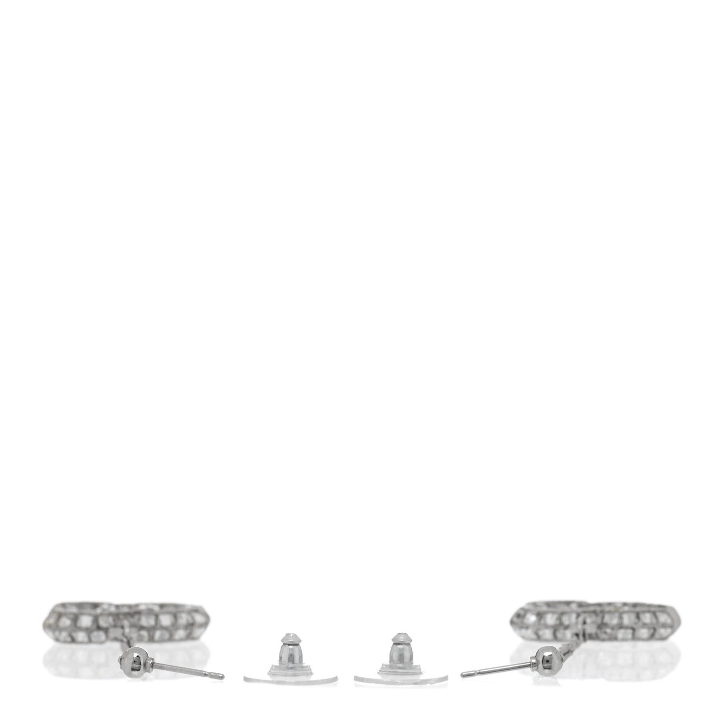 Baguette Crystal CC Drop Earrings Silver