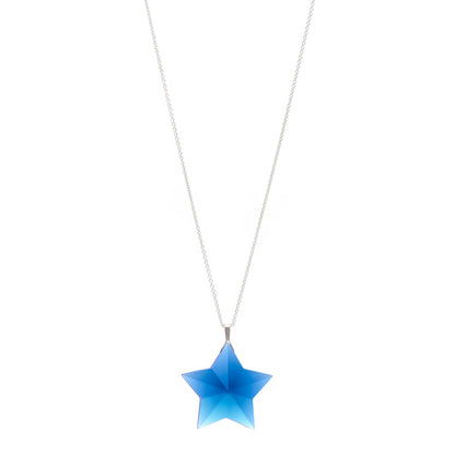 Tiffany Sterling Silver Blue Crystal Star Pendant Necklace 1 of 4
