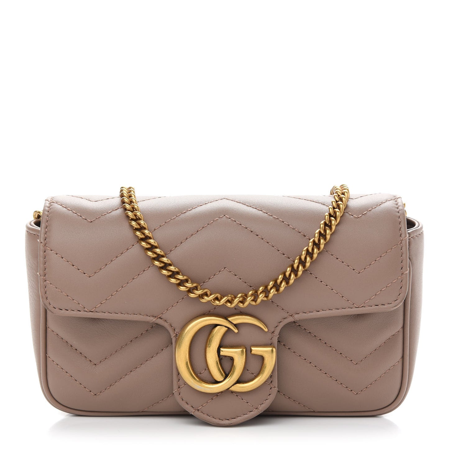Calfskin Matelasse Super Mini GG Marmont Shoulder Bag Porcelain Rose
