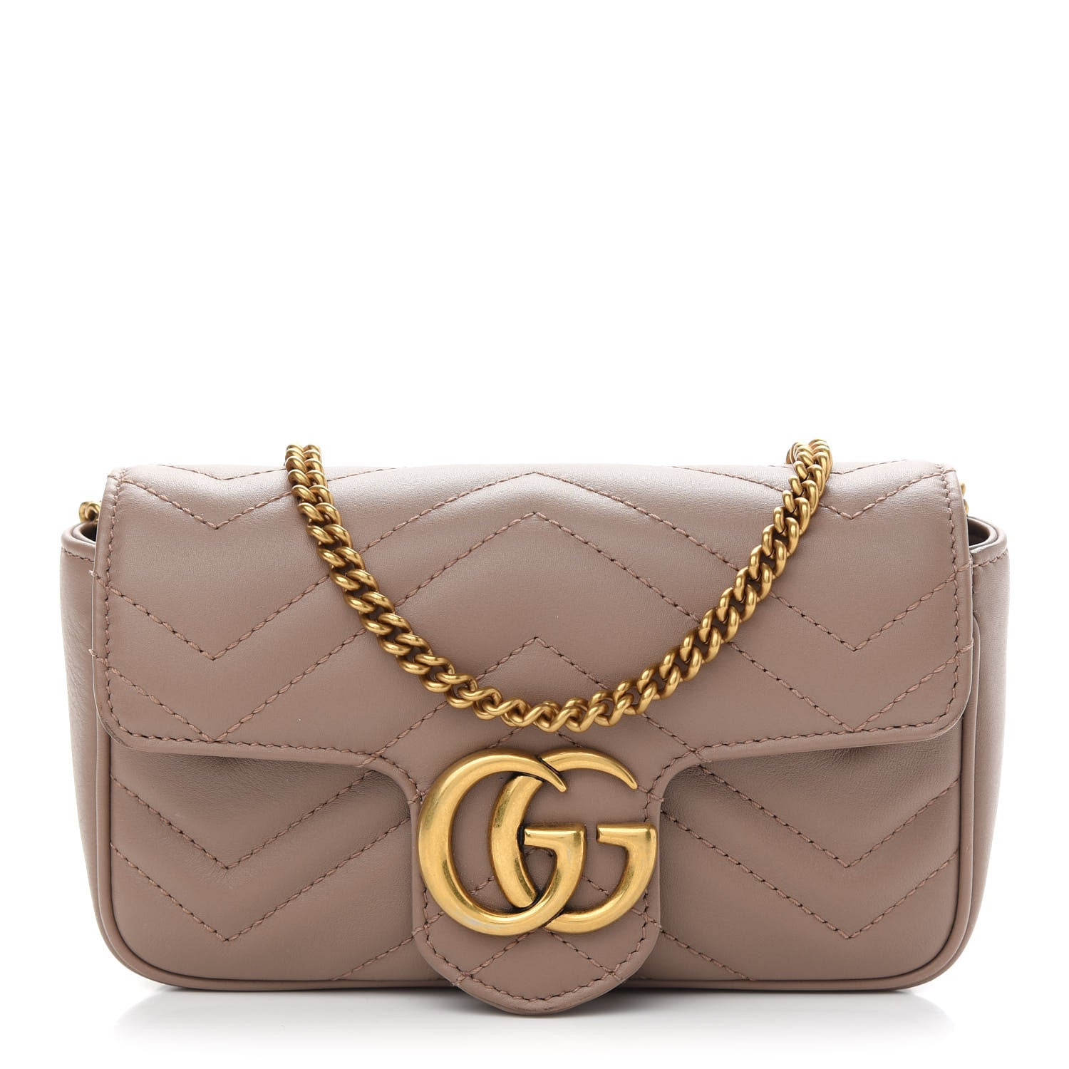 Gucci Calfskin Matelasse Super Mini GG Marmont Shoulder Bag Porcelain Rose 1 of 9