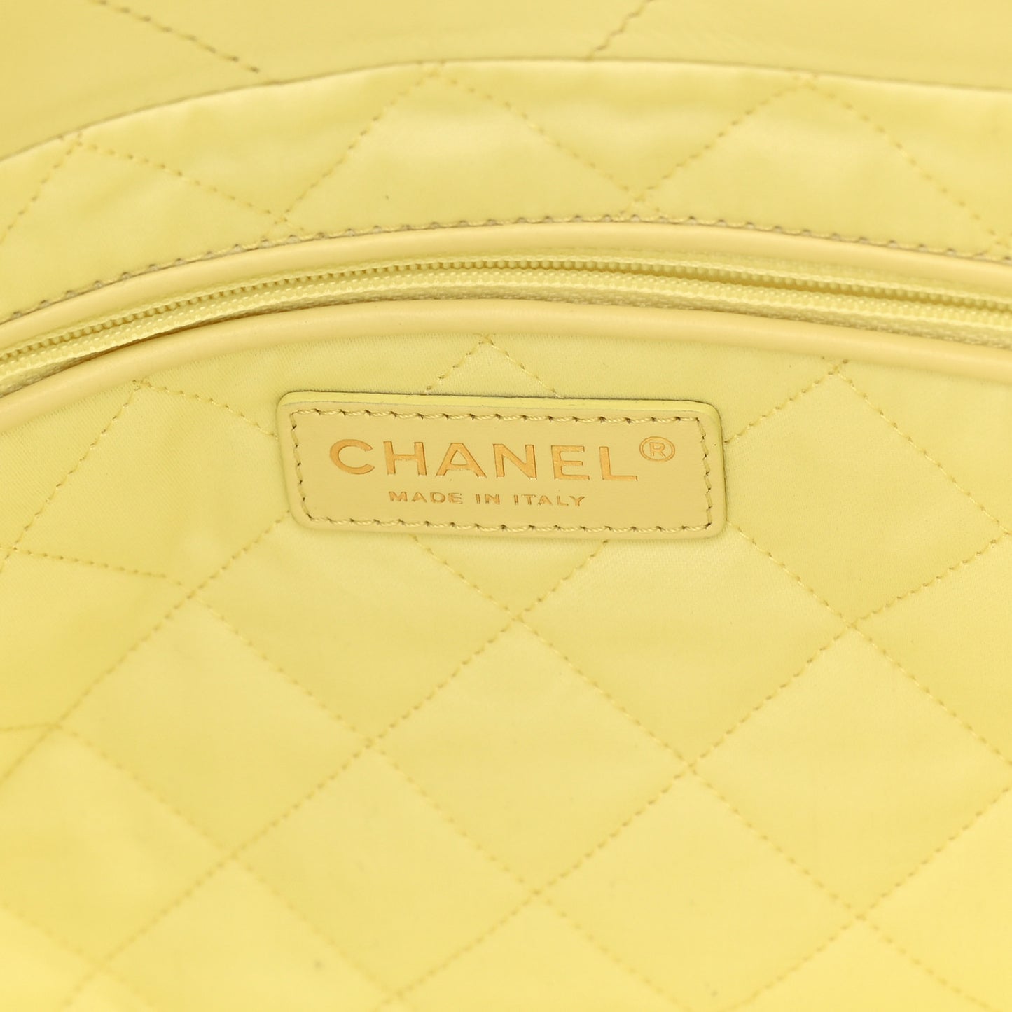 Shiny Calfskin Quilted Small Chanel 22 Light Yellow