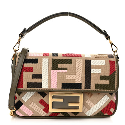 Fendi Canvas Vitello King Seta FF Embroidered Mini Baguette Multicolor 1 of 11