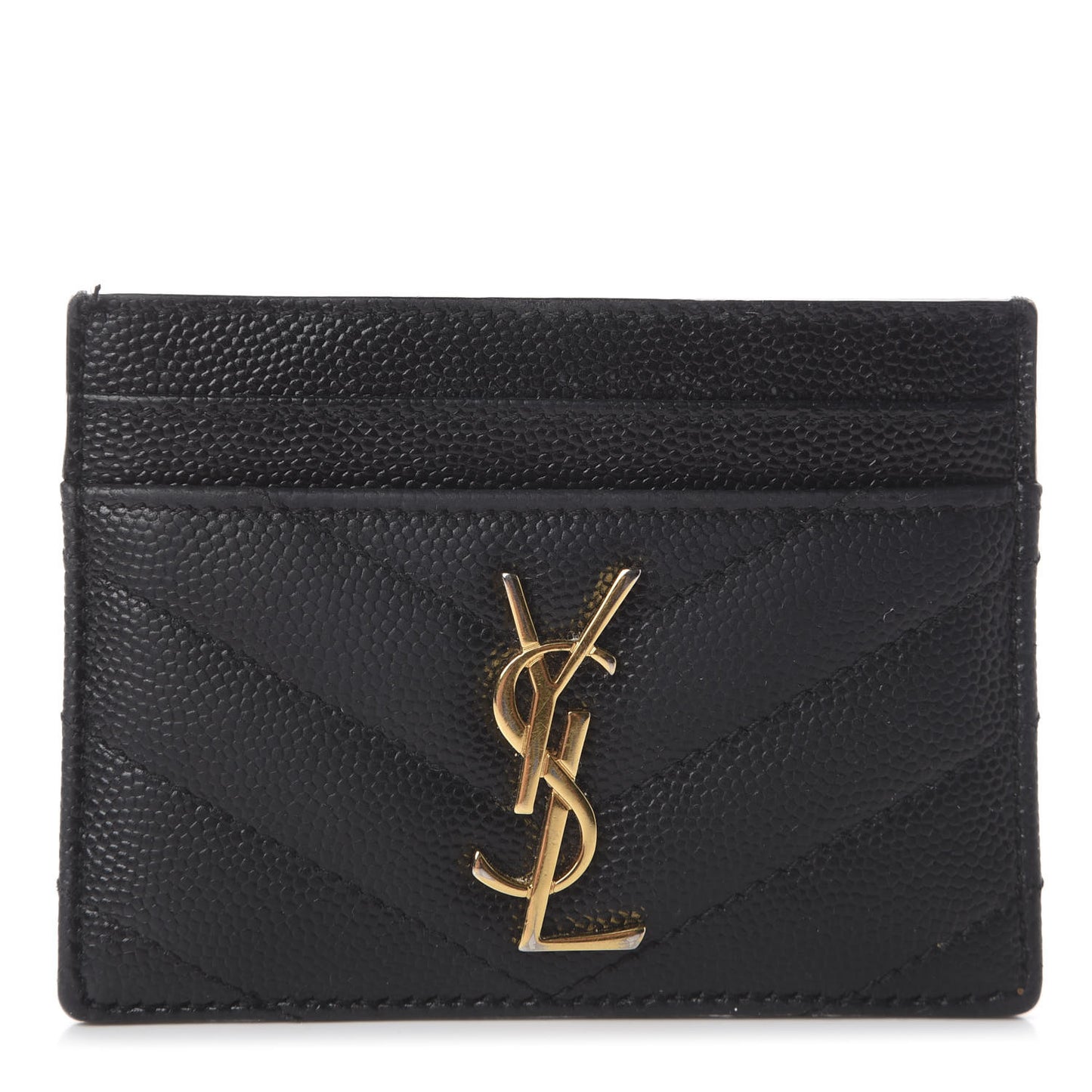 Grain De Poudre Matelasse Chevron Monogram Credit Card Case Black