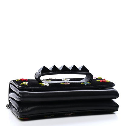 Valentino Garavani Velvet Embroidered Va Va Voom Shoulder Bag Black 4 of 8