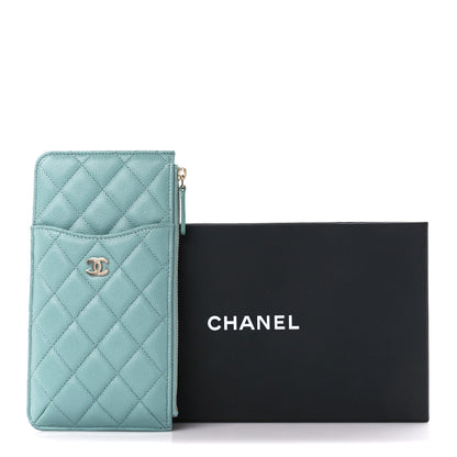 Chanel Caviar Quilted Classic Flat Wallet Pouch Light Blue 11 of 11