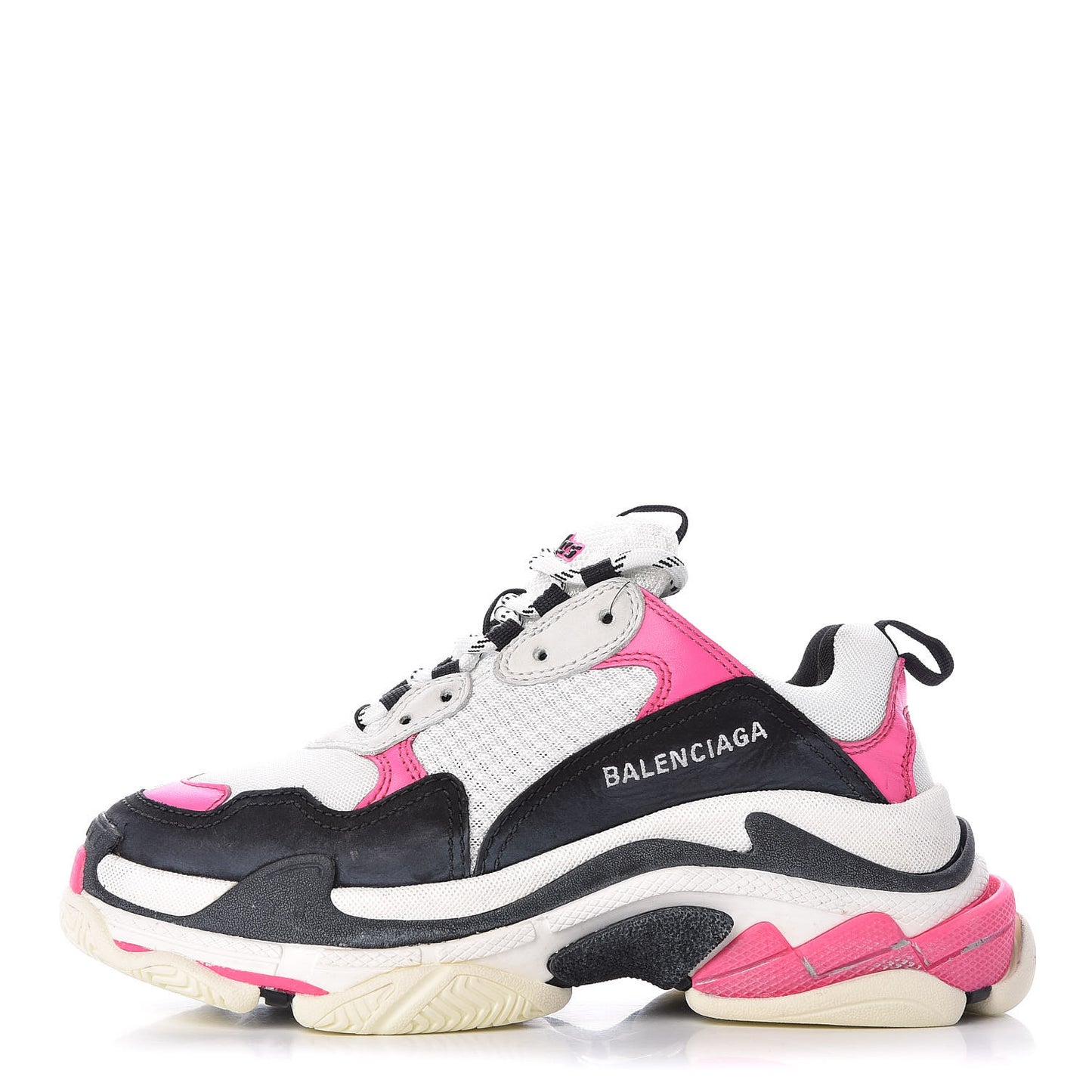 Fabric Mesh Womens Triple S Sneakers 38 Rose Fluo Black White