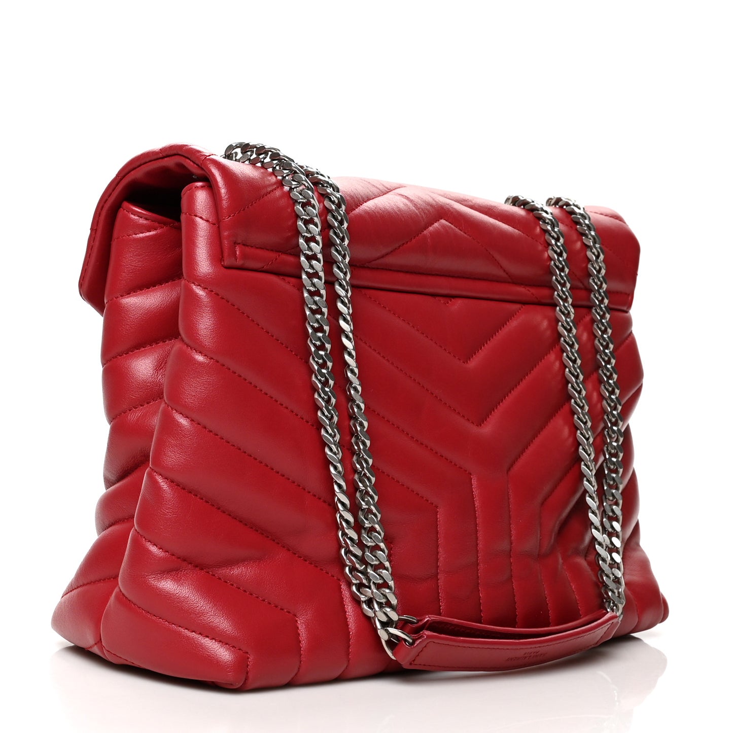 Calfskin Y Quilted Monogram Medium Loulou Chain Satchel Lipstick Red
