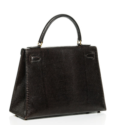 Hermes Shiny Lizard Kelly 28 Havane 3 of 20