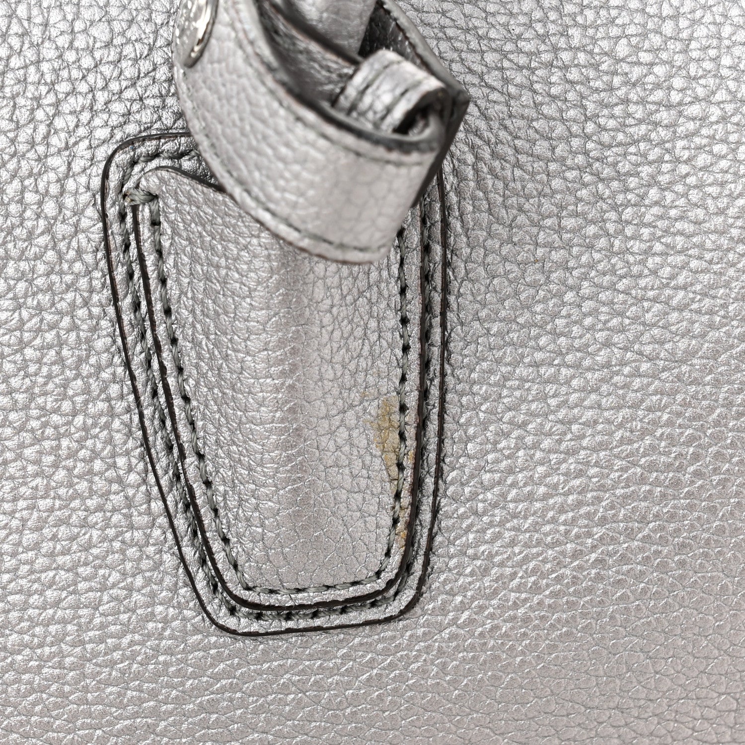 MCM Metallic Grained Calfskin Medium Milla Tote Spike Silver
