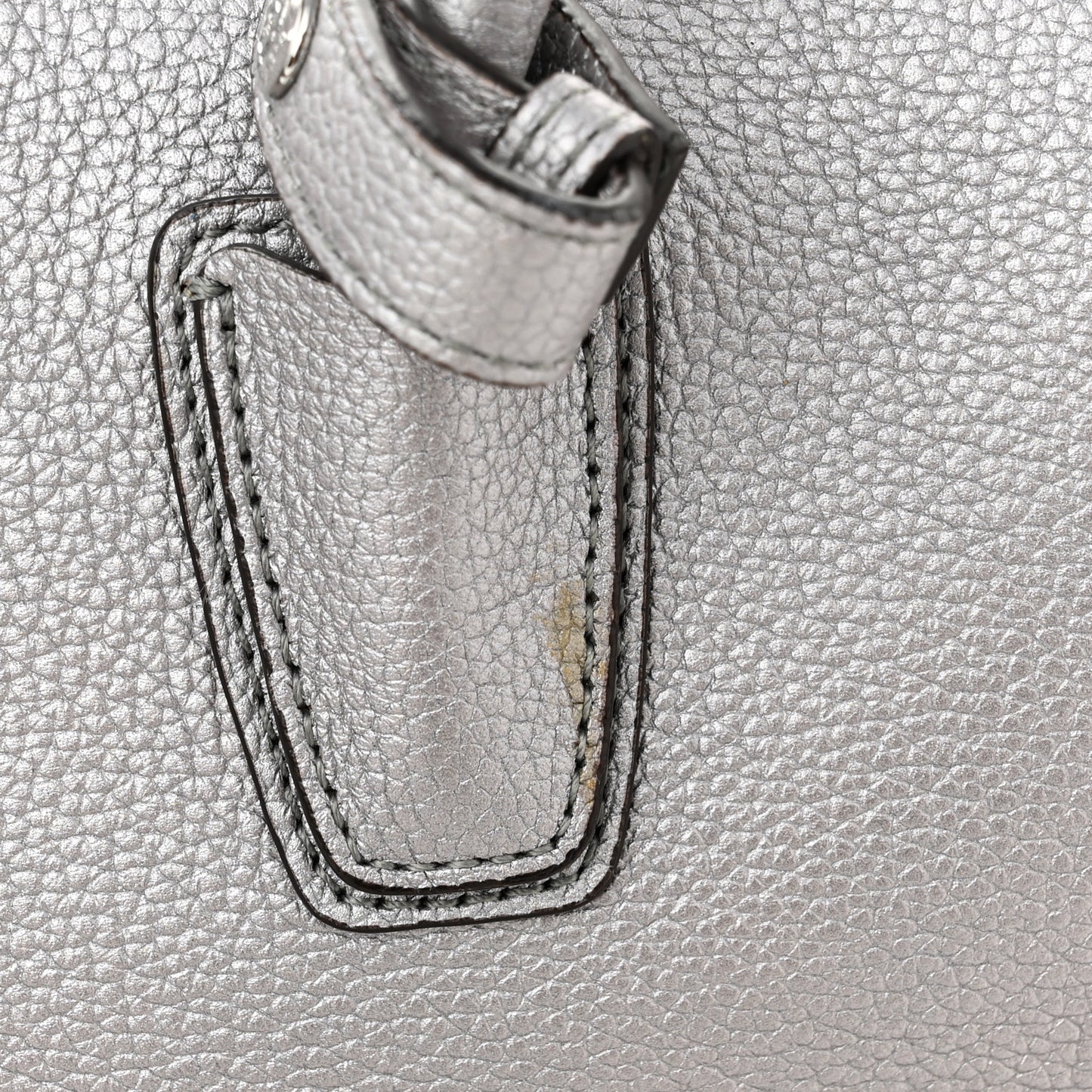 Metallic Grained Calfskin Medium Milla Tote Spike Silver