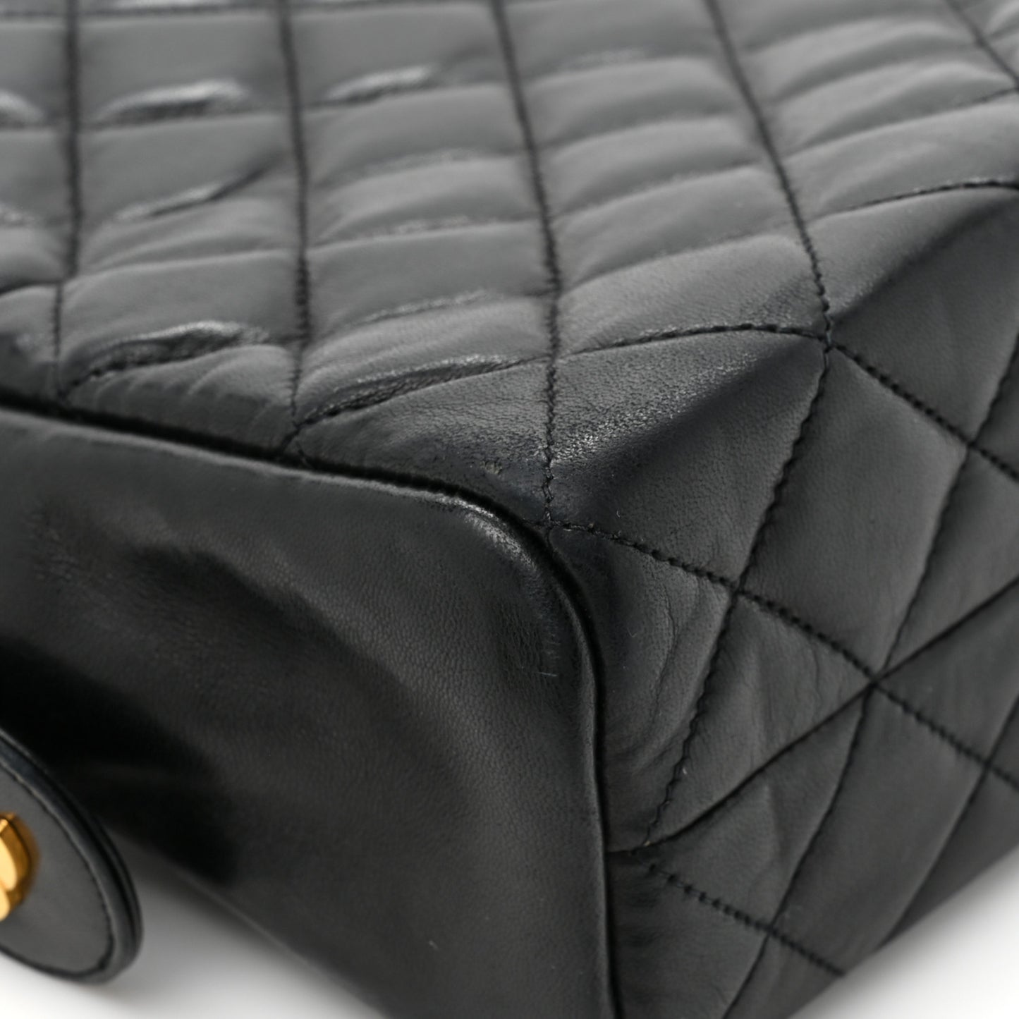 Lambskin Quilted Large Camera Case Black