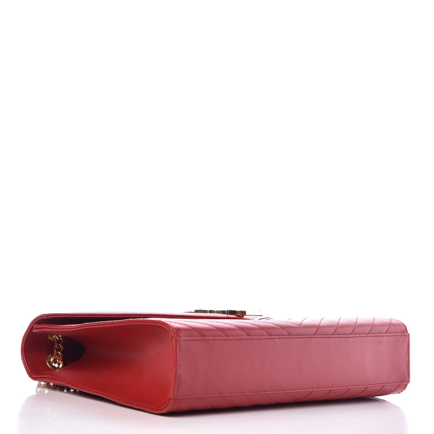 Grain De Poudre Matelasse Chevron Large Monogram Satchel Lipstick Red