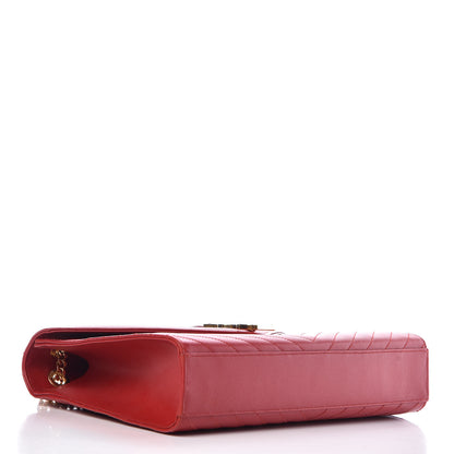 Saint Laurent Grain De Poudre Matelasse Chevron Large Monogram Satchel Lipstick Red 4 of 10