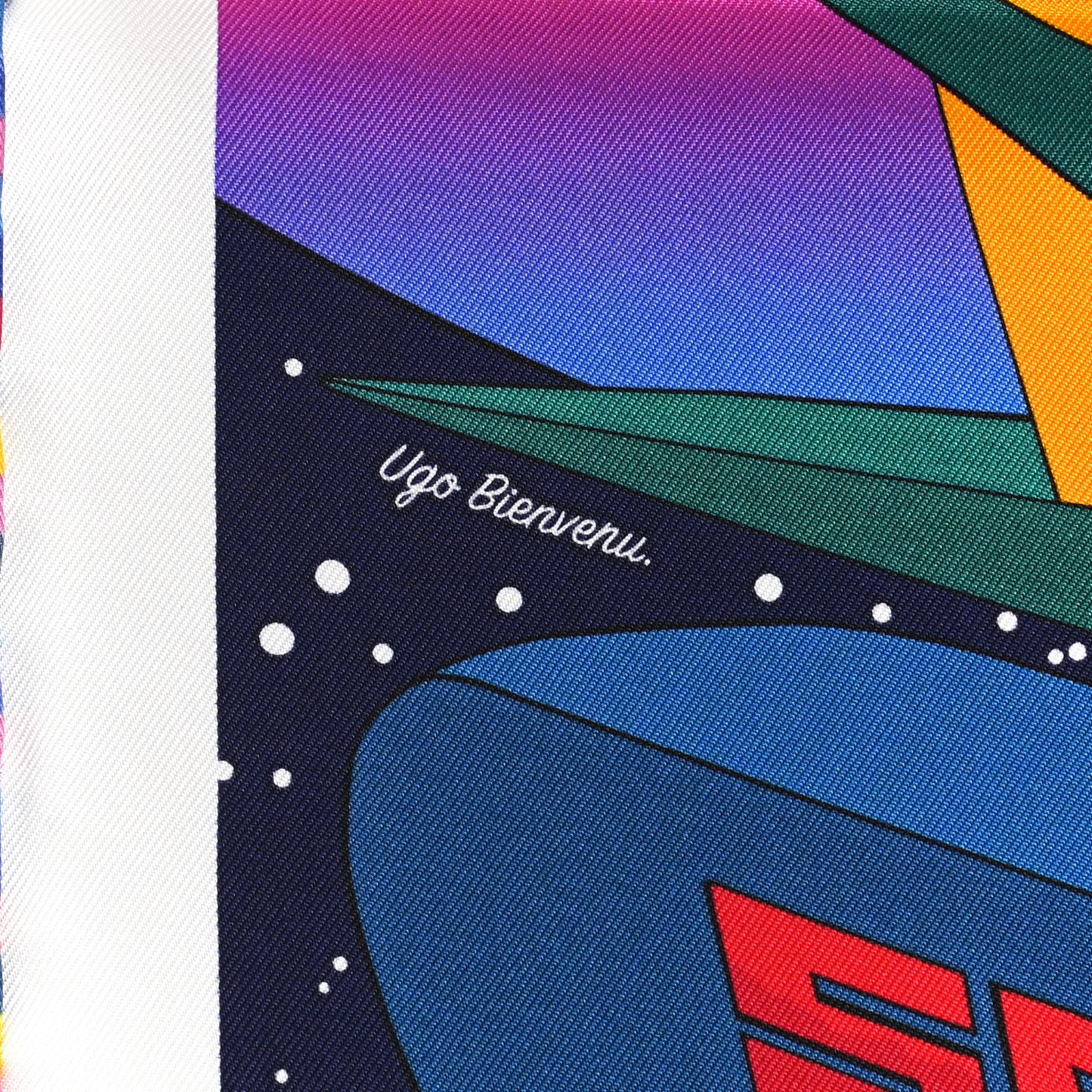 Silk Space Derby Scarf 90 Marine Rose Vif Multicolor