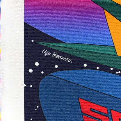 Hermes Silk Space Derby Scarf 90 Marine Rose Vif Multicolor 5 of 5
