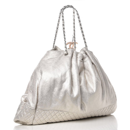 Chanel Metallic Jersey Quilted LA Tote Silver 3 of 7