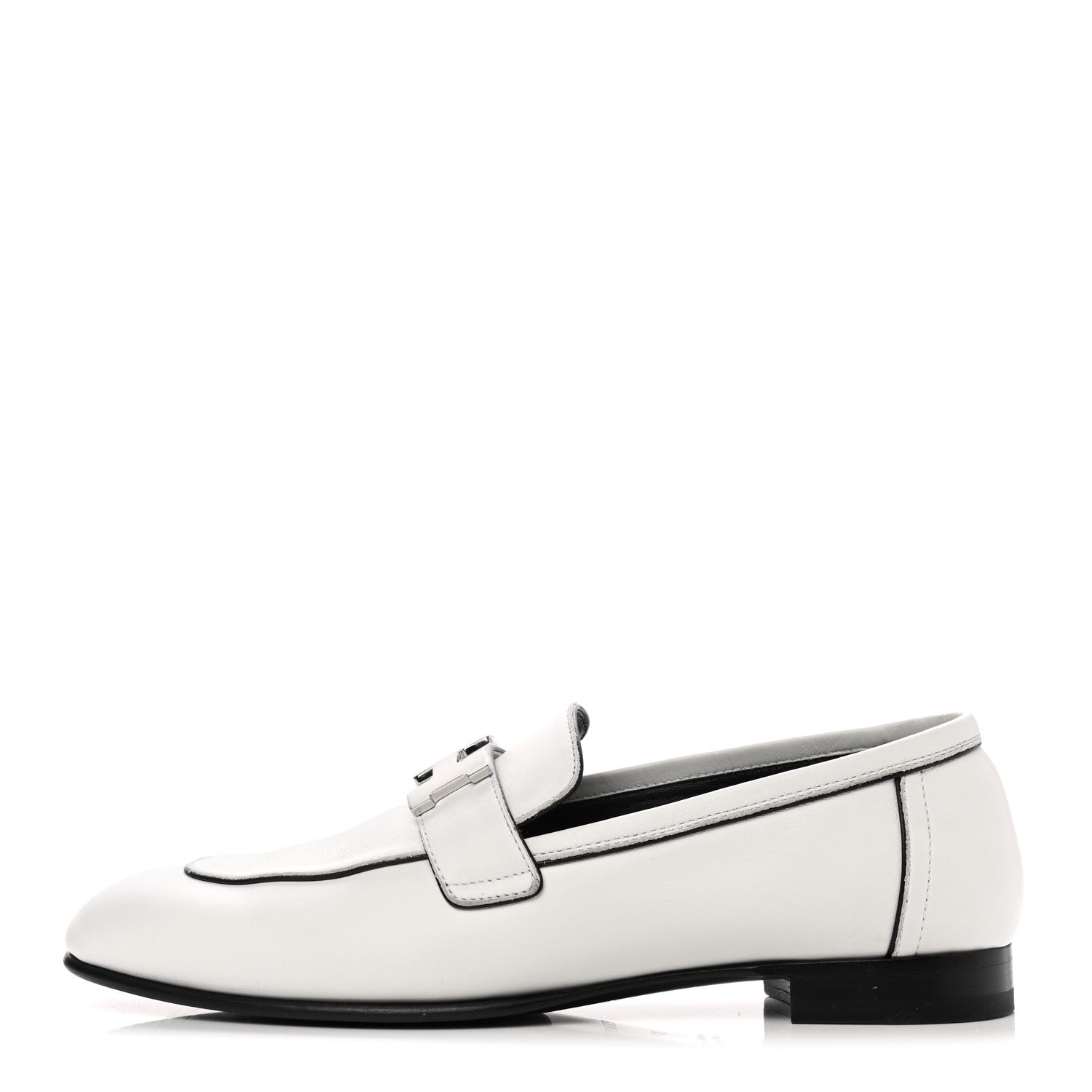 Hermes Calfskin Womens Paris Loafers 37 White 1 of 10