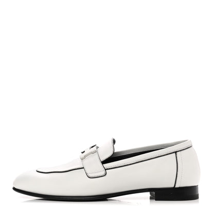 Hermes Calfskin Womens Paris Loafers 37 White 1 of 10
