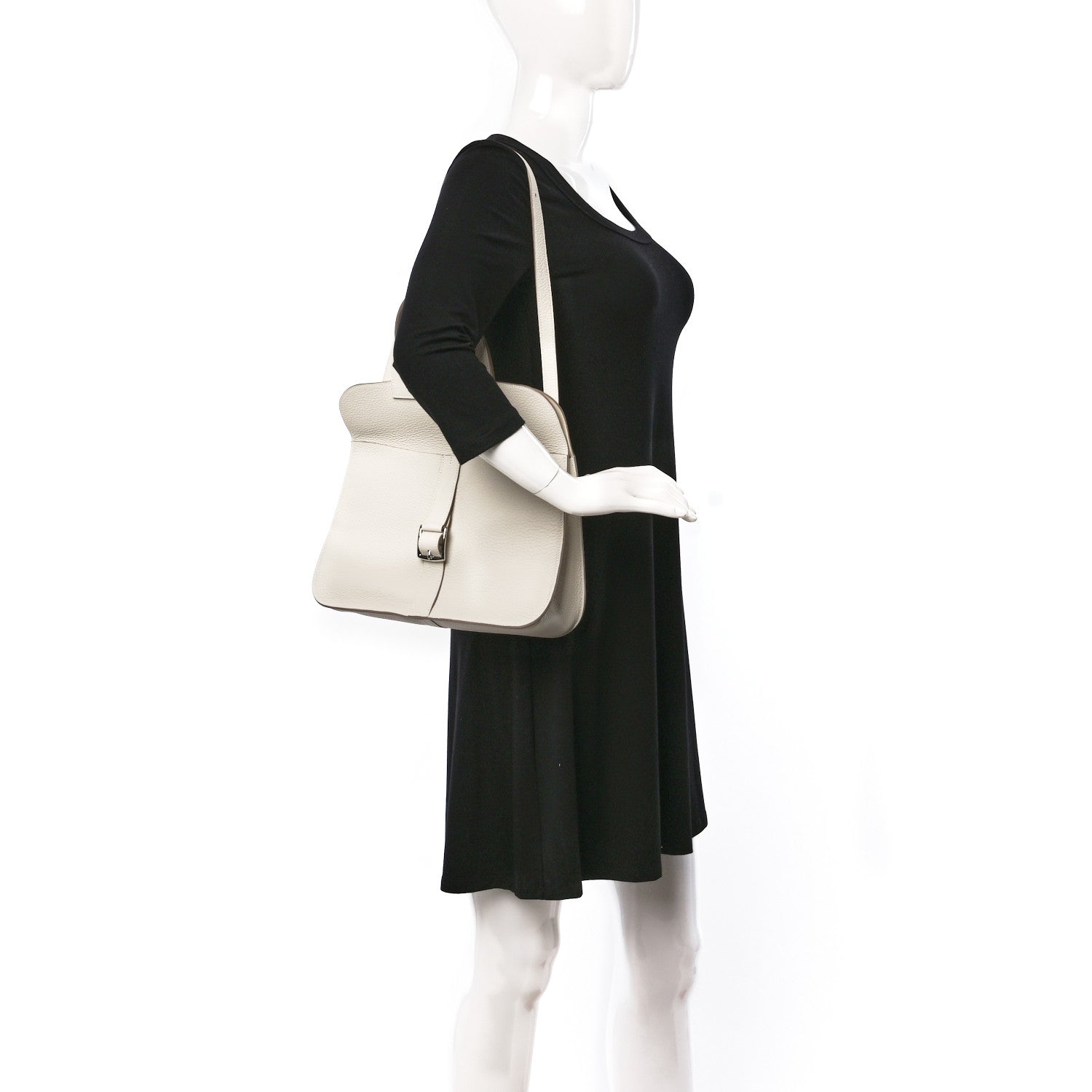 Hermes Taurillon Clemence Halzan 31 GM Craie 2 of 9