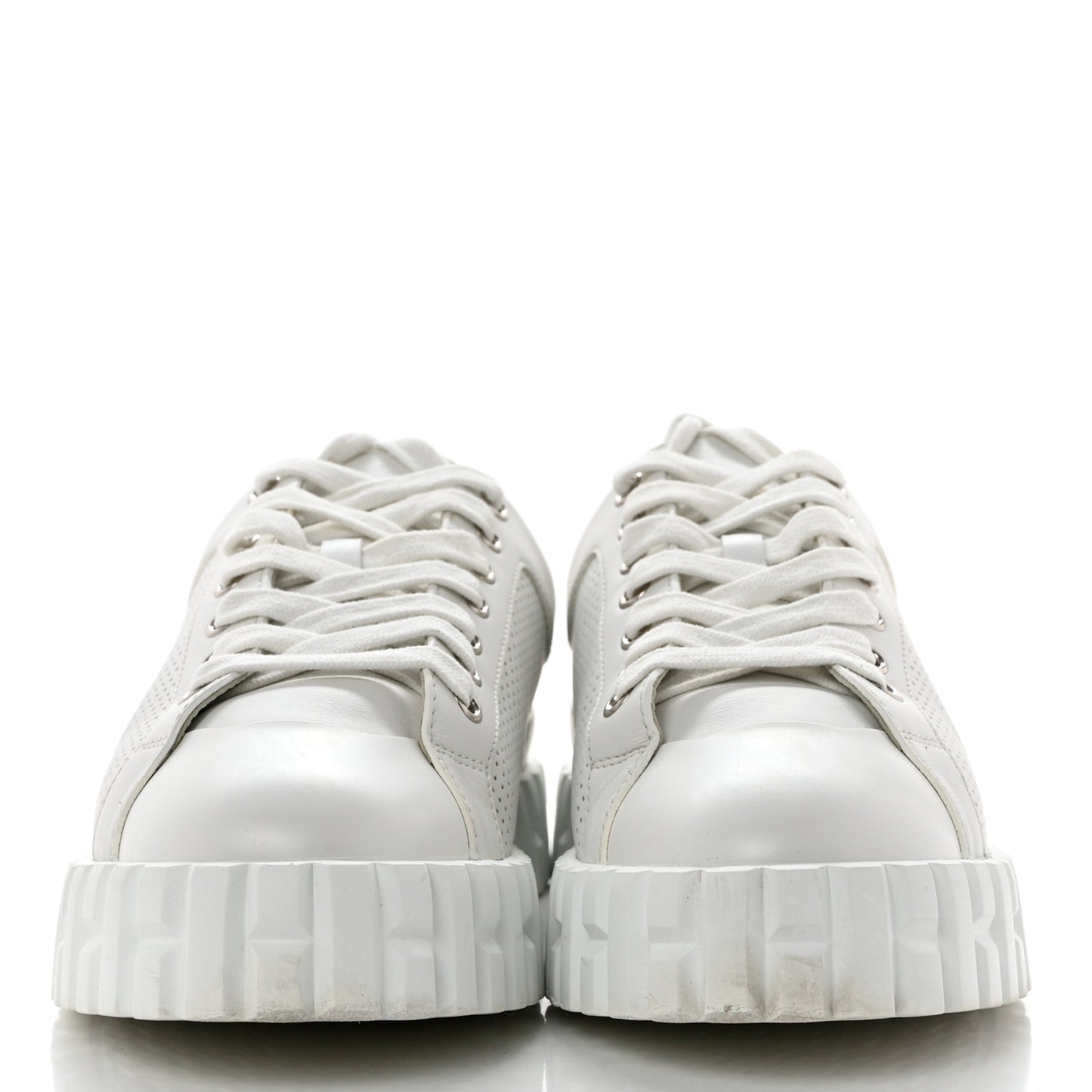 Perforated Calfskin Cross Sneakers 37 White